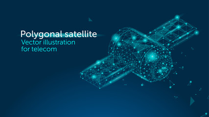 Isometric polygonal satellite line art © yaytso