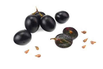 blue grapes berries isolated on white background. macro