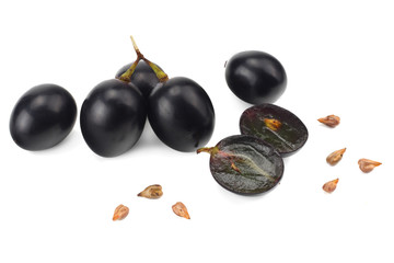 blue grapes berries isolated on white background. macro