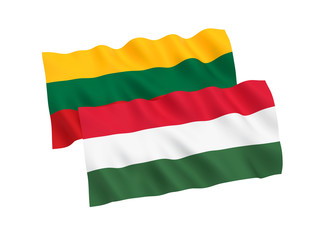Flags of Hungary and Lithuania on a white background