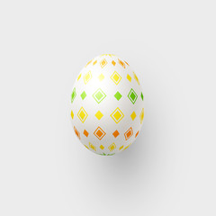 Abstract 3d Easter egg with geometric pattern. Decorative element for Easter holidays. White background. Vector illustration.