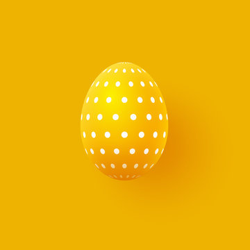 Abstract 3d Easter egg with geometric pattern. Decorative element for Easter holidays. Yellow background. Vector illustration.