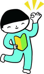 OK　初心者　こども　ベクター　あおきいろくん