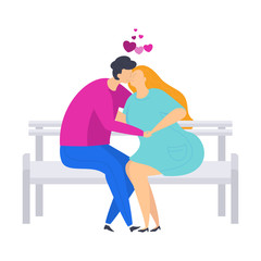 Happy couple of young people in love. Characters for Valentine Day.