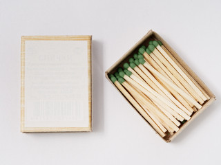 matches sulfur in a cardboard box on a white background.