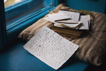 Fototapeta na wymiar Old letters ... Love correspondence of the 18th century.