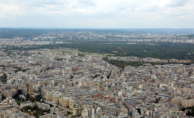 panorama of the city of Paris in France from the Eiffel tower