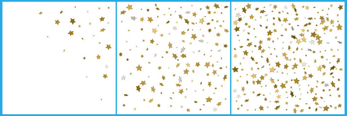 3d gold and silver stars confetti