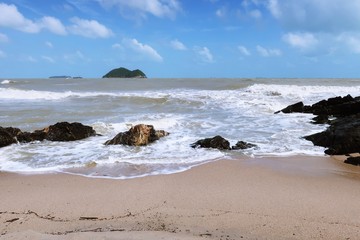sea with blue sky background in Songkla, Thailand