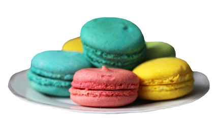 Sweet colored macaroons isoated on white background