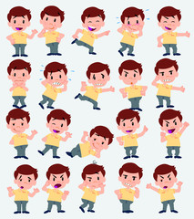 Fototapeta premium Cartoon character businessman in casual style. Set with different postures, attitudes and poses, doing different activities in isolated vector illustrations.