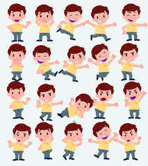 Cartoon character businessman in casual style. Set with different postures, attitudes and poses, doing different activities in isolated vector illustrations.