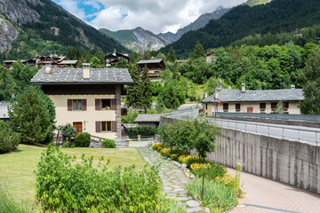 Courmayeur cityscape in Alps, Italy.