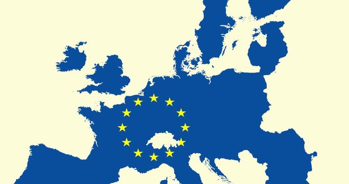 infinite loop, cinemagraph: Brexit. The UK gradually disappearing from the EU map.