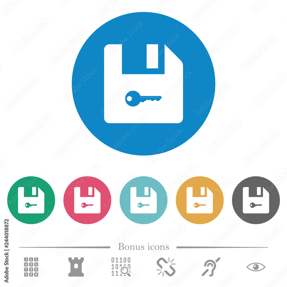 Poster encrypt file flat round icons