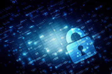 2d illustration Safety concept: Closed Padlock on digital background