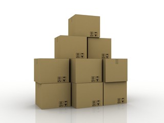 3d rendering Cardboard boxes 