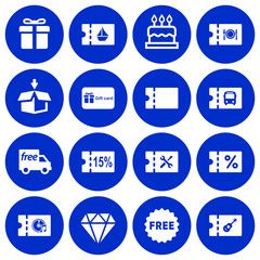Set of 16 flat gift and coupon icons