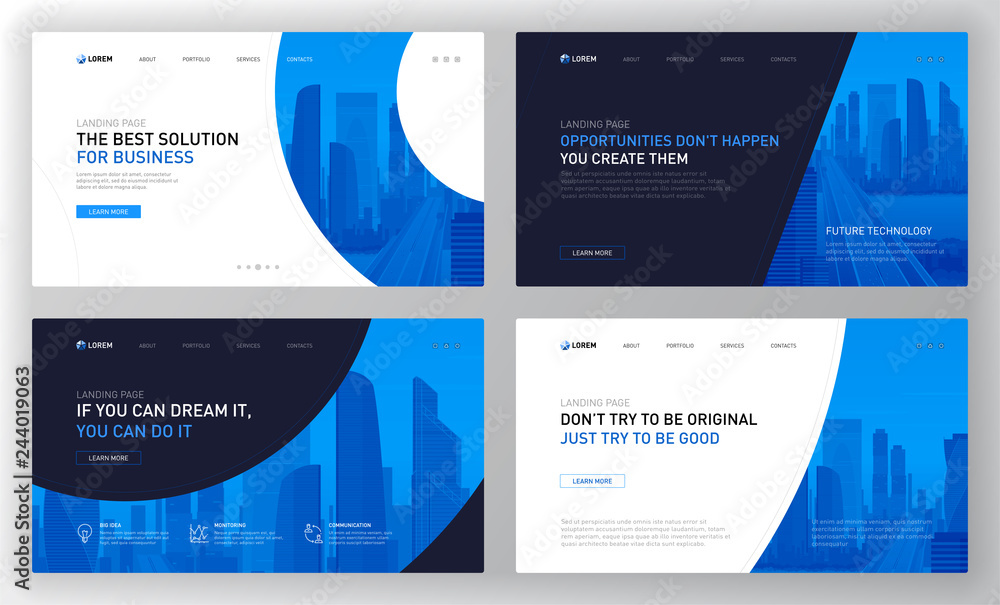 Canvas Prints landing pages templates set for business