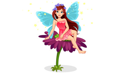 cute little fairy sitting on a flower