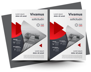 Flyer brochure design size A4 template, creative leaflet, trend cover geometric red color