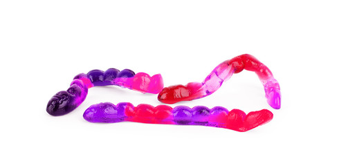 gummy worms isolated on white