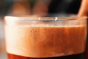 Cold Greek Frappe Coffee With Foam And Ice Cream
