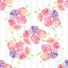 Handgemaltes Aquarell Blumenrosenmuster. Illustration des dekorativen Blumenmusters für Hochzeitseinladungen und Grußkarten.