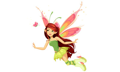 Flying butterfly fairy - obrazy, fototapety, plakaty