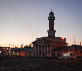Fototapeta na wymiar Firetower in old russian town Kostroma