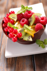 chocolate bowl with fruits