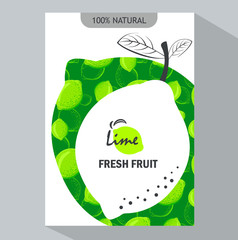 Packing template design of lime. Vector illustration lime banners. Design for juice, tea, ice cream, lemonade, jam, natural cosmetics, sweets and pastries filled with lemon, dessert menu.