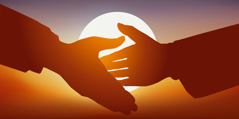 Concept de la signature d’un accord de collaboration, avec une poignée de main amicale, entre deux partenaires