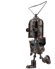 mini iron robot in a white background