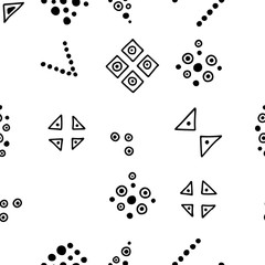 Seamless vector geometrical pattern with hand drawn decorative elements. Graphic design, drawing illustration. Print for fabric, textil, wallpaper, wrapping, packaging. Line drawing. Doddle style,