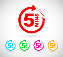 Five minutes icon set
