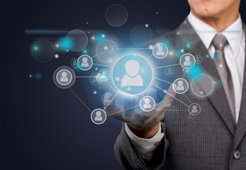 Businessman and internet and virtual reality concept -