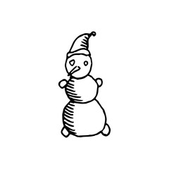 snowman vector doodle sketch isolated on white backgroud