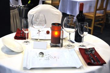 Table setting in a restaurant.
