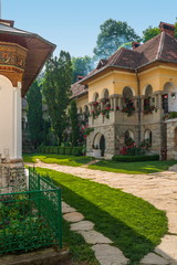 Traditional Romanian architecture building, part of the Turnu Monastery establishment, one of the most sacred Christian monastic dwellings, situated in Cozia Mountains, Valcea county, Romania.