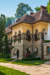 Traditional Romanian architecture building, part of the Turnu Monastery establishment, one of the most sacred Christian monastic dwellings, situated in Cozia Mountains, Valcea county, Romania.