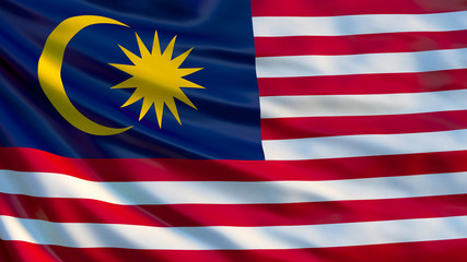 Malaysia flag. Waving flag of Malaysia 3d illustration