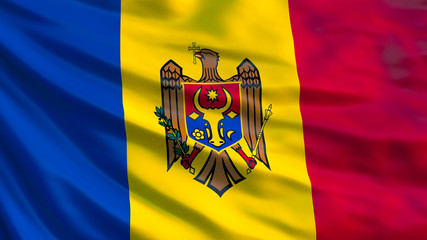 Moldova flag. Waving flag of Moldova 3d illustration