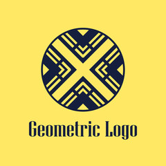 Obraz premium Round abstract geometric logo template design in art deco vintage style. Vector illustration.