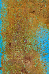 Background texture of dirty rusty metal surface blue painted