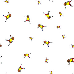 Kids seamless pattern in doodle style.