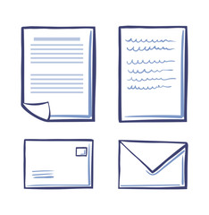 Office Papers and Envelopes Signed Contract Icons