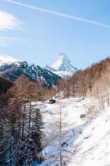 Zermatt, Furi, Zmutt, Zmuttbach, Matterhorn, Wanderweg, Winterwanderung, Winterlandschaft, Wintersport, Schneesport, Winter, Wallis, Walliser Berge, Alpen, Walliser Dorf, Holzhäuser, Schweiz