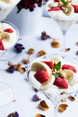 pudding with banana and strawberry