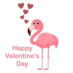 cute flamingo with hearts, vector illustration